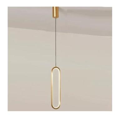 Imagem de Luminaria Pendente Led Slim Oval Cor Ouro Velho Lustre Pendente Moderno Pendente Moderno Luminária