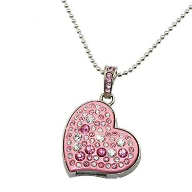 Imagem de Pen Drive USB em formato de coração de 64 GB, unidades USB pen drives USB 2.0 disco pen drive de armazenamento de data, disco com zíper, pen drive USB (rosa)