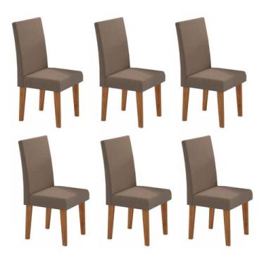 Imagem de Kit Com 6 Cadeiras Para Sala De Jantar Mdp/Mdf Wallace Veludo Tabaco -