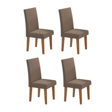 Imagem de Kit Com 4 Cadeiras Para Sala De Jantar Mdp/Mdf Wallace Veludo Tabaco -