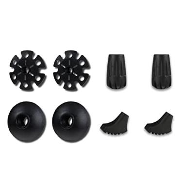 Imagem de TREKOLOGY Pontas para mastro de trekking – 8 peças/conjunto de pontas de bengala de caminhada pontas de borracha protetores de neve e lama - protetores de ponta de substituição para bengalas - serve na maioria dos bastões de caminhada padrão, preto