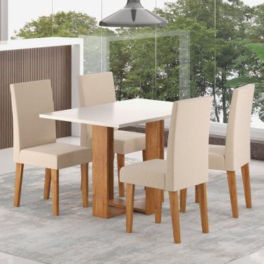 Imagem de Mesa de Jantar Retangular Romantic 120x80cm com 4 Cadeiras Venus Mel/Blonde/Bronze