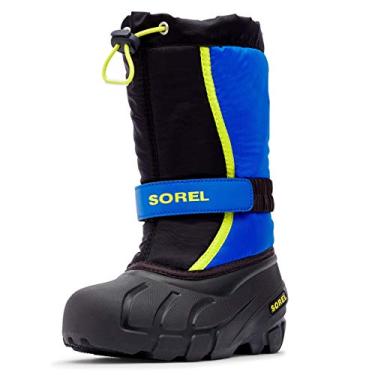 Imagem de Botas de neve de inverno SOREL Youth Flurry para crianças, Preto, super azul., 9 Little Kid