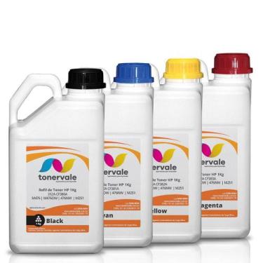 Imagem de Kit 4 Refil de Toner TankFull Para HP 312A CF380A CF381A CF382A CF383A