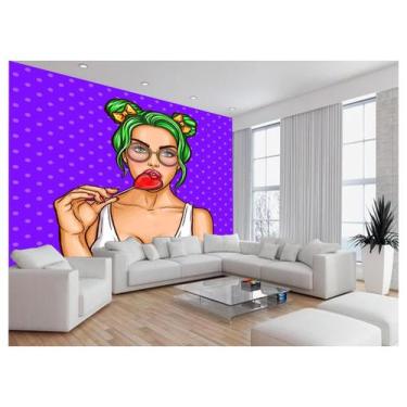 Imagem de Papel De Parede 3D Arte Rosto Mulher Colorido 3,5M Tra37 - Você Decora