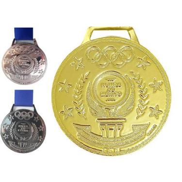 Imagem de Medalhas esportivas honra ao mérito metalizada 50 mm grossa 06 pçs - C