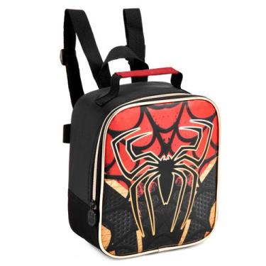 Imagem de Lancheira térmica infantil masculina aranha dourada - Denlex, Preto