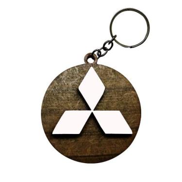 Imagem de Pacote 20 Chaveiro 3d Mitsubishi com Argola 4cm Mdf Madeira Decorada -