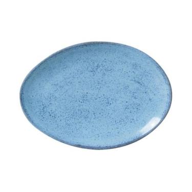 Imagem de Prato Sobremesa Oval Orgânico Breeze Azul Porto Brasil Cerâmica