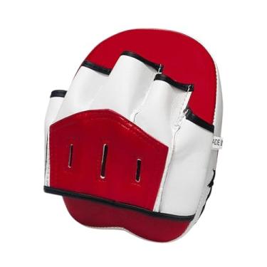 Imagem de Colaxi Almofada de boxe curvada luvas de perfuração, almofada de foco de couro do plutônio, alvo da almofada de perfuração para karate sanda kickboxing dojo, Vermelho E Branco
