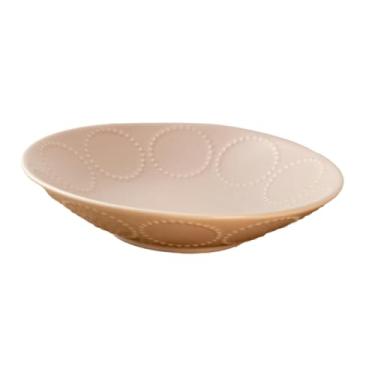 Imagem de Prato de cerâmica retrô com contas estilo japonês, tigela de sopa doméstica e tigela de arroz - prato de 20 cm/pele rosa