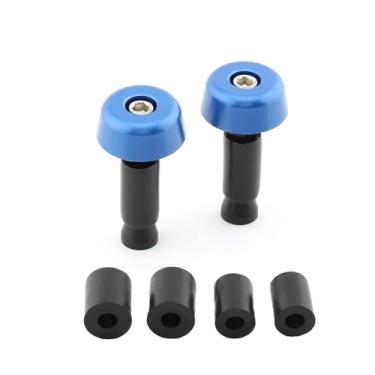 Imagem de FINMOKAL Universal Motorcycle Handlebar Grips Bar End Plug 14-22mm 7/20.3 cm Tampas de extremidade de guidão Motocicleta Dirt Bike Handle Bar End Cap Plugs Slider (azul)