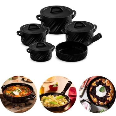 Imagem de Conjunto De Panelas 100% Cerâmica Twist 5 Pç Preto Ceraflame