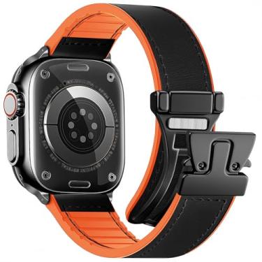 Imagem de WestEagle Pulseiras de couro magnético compatíveis com Apple Watch séries SE/10/9/8/7/6/5/4/3/2/1 de 42 mm (série 10) e 41 mm, 40 mm, 38 mm, 42 mm (série 10) e 40 mm e 38 mm