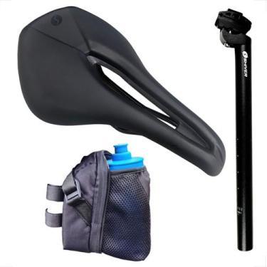 Imagem de Selim Banco Bike Mtb Speed Shiver Prime Racer Vazado 156mm + Canote + 
