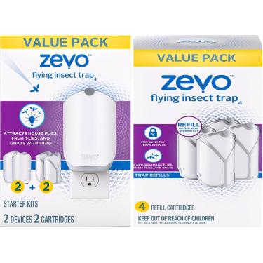 Imagem de Zevo Armadilha de insetos voadores, armadilha para moscas domésticas, moscas da fruta e mosquitos (2 dispositivos e 6 cartuchos)