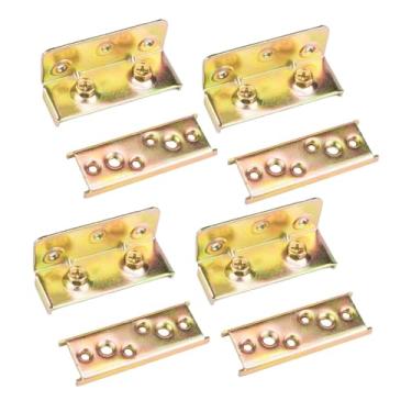 Imagem de KiBcsLic 4x Suportes de trilho de cama Suportes de canto de ferro para cabeceiras e estrados Sem encaixe Acessórios de hardware Fácil de instalar Resistente, 4 Inch 2mm Thick