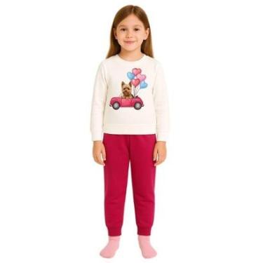 Imagem de Conjunto Moletom Calça e Blusa Infantil Menina Com Punho Estampado Kyly-Feminino