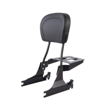 Imagem de Kinglemc Powersports Sissy Bar Com Encosto E Suporte Para Bagagem Harley Softail Deluxe Fatboy 2000-2017 (Preto, Sem Cravejado)