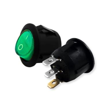 Imagem de 03 Botão Gangorra Redondo On/Off Luz Colorida KCD1-105 (Verde)