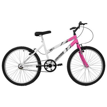 Imagem de Bicicleta de Passeio Ultra Bikes Esporte Bicolor Aro 24 Reforçada Freio V-Brake Sem Marcha Branco/Rosa Feminina