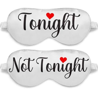 Imagem de Máscara para os olhos reversível Tonight Not Tonight – Máscara de dormir sexy para casais engraçados para casamento de recém-casados - Presentes de despedida de solteira elegantes para chá de noiva