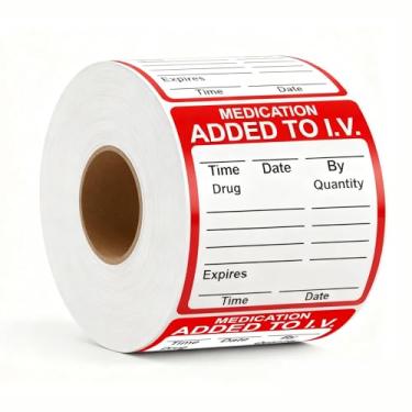 Imagem de Medicamento retangular vermelho fluorescente de 5 cm adicionado às etiquetas veterinárias intravenosas 500 adesivos
