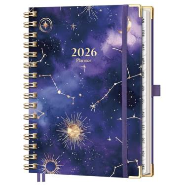 Imagem de AHGXG Agenda 2026, agenda semanal e mensal para mulheres, janeiro de 2026 a dezembro de 2026, tamanho médio (14,5 cm x 21,1 cm), calendário 2026, capa dura com abas mensais, encadernado em espiral