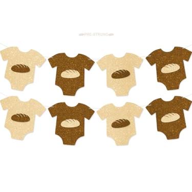 Imagem de Body Bun in the Oven Faixa de chá de bebê - NO-DIY Baby is Brewing Decorações de chá de bebê tema pão suprimentos de festa de aniversário para meninas meninos glitter