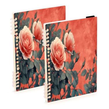 Imagem de Burbuja Cadernos Valentine Roses, papel pautado universitário A5 com 60 folhas, fichário para escritório, 2 unidades