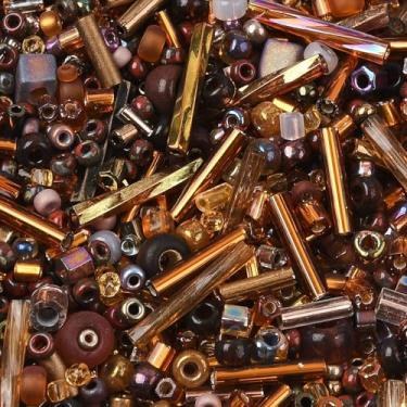 Imagem de 10 g de contas de vidro sortidas de café mini contas de tubo de bugle de vidro lampwork contas espaçadoras redondas soltas para pulseiras faça você mesmo, colar, brinco, joias, kits de achados