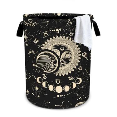 Imagem de Cesto de lavanderia Sun Moon Cesto de armazenamento dobrável cesto de roupas organizador de balde de roupas 19,6 x 15,7 polegadas para lavanderia/quarto/banheiro