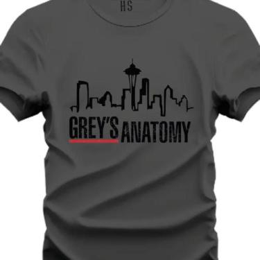 Imagem de Camiseta Greys Anatomy Personalizada Tecido Premium 30,1, Chumbo, GG