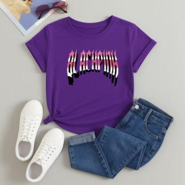 Imagem de Camiseta Estampada 100% Algodão Blackpink Letreiro 614 Manga Curta Lin