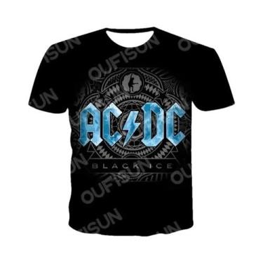 Imagem de Camisetas Unissex De Manga Curta Com Estampa 3D AC/DC, Gola Redonda, M