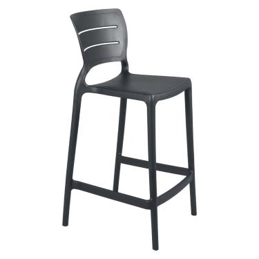Imagem de Banqueta Alta para Cozinha Tramontina Amélia Grafite em Polipropileno com Proteção Antimicrobiana
