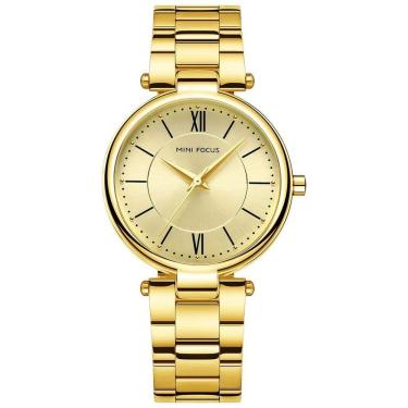 Imagem de Relógio Feminino Pulseira De Aço Inoxidável á Prova D´agua Quartzo Dourado