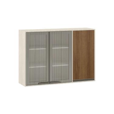 Imagem de Armário Aéreo 3 Portas Com Vidro Canelado Linea Luciane Móve Pátina Ff/avelã Ff