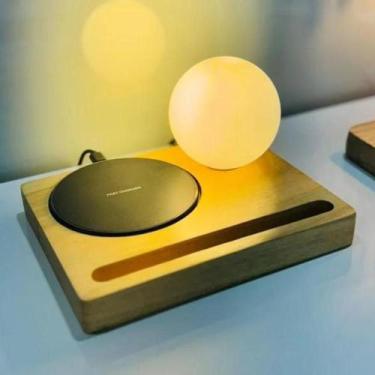 Imagem de Luminária de Mesa com Globo Vidro Boston Madeira Natural - Casa H, Biv