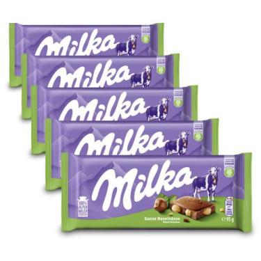 Imagem de Chocolate Milka Avelãs Inteiras Kit 5 Barras de 95g - 11424
