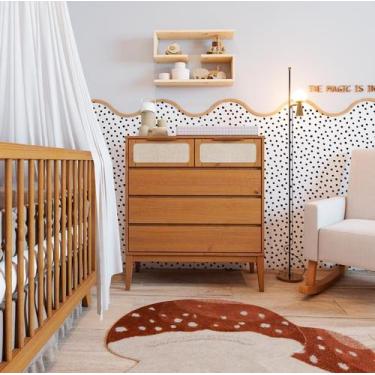 Imagem de Cômoda 5 Gavetas Madeira Maciça com Telinha Rattan Viena Mel - Artemob