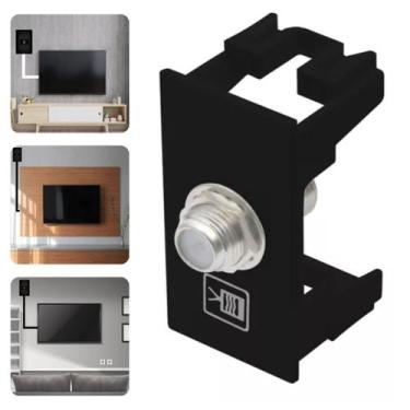 Imagem de Módulo Tomada P/ Antena Conectar Cabo Coaxial Tv Preto Habitat Black F
