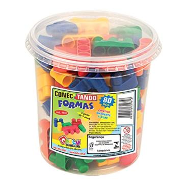 Imagem de Carlu Brinquedos - Conectando Formas Jogo de Construção, 5+ Anos, 80 Peças, Multicolorido, 1933