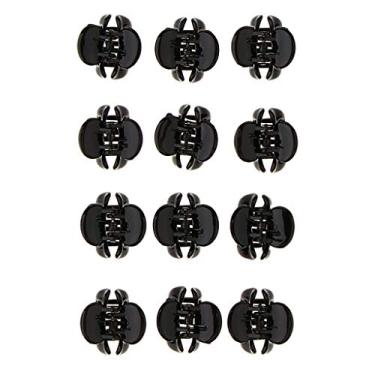 Imagem de harayaa 12 mini grampos de cabelo clássicos de plástico – preto