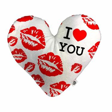 Imagem de Almofada Coração Pelúcia I Love You Kisses White Namorados Tamanho:M