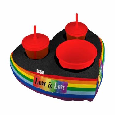 Imagem de Almofada Coração Cinema 2 Copos Balde De Pipoca Love is Love Namorados