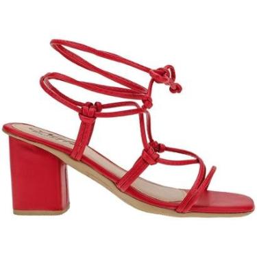 Imagem de Sandália Feminina Tiras Amarração Salto Alto Grosso Gladiadora-Feminino