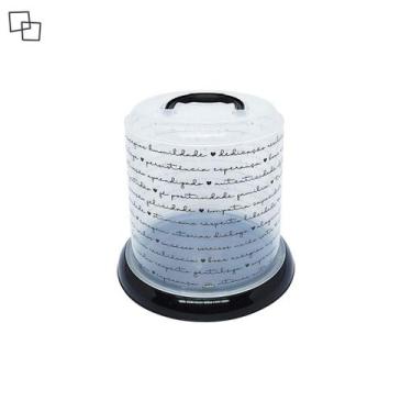 Imagem de Porta Panetone Redondo com Tampa e Alça de Plástico Decorado para Arma