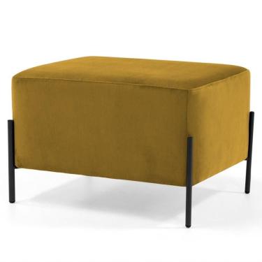 Imagem de Puff Decorativo 60cm Base Aço Status C-279 Veludo Mostarda - Domi