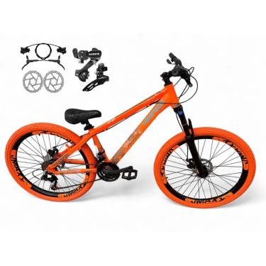 Imagem de Bicicleta Aro 26 Vikingx Tuff Freeride Câmbios Shimano 21v Freio Hidráulico Aros Vmaxx DH Pneu Flame-Unissex